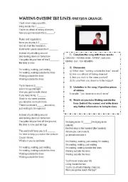 English Worksheet: WAITING OUTSIDE THE LINES