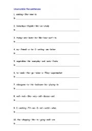 English Worksheet: Unscrumble the sentences