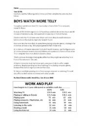 English Worksheet: Boys Watch More Telly