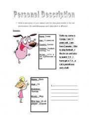 English worksheet: Personal Description - Basic Questions- Have and has :)