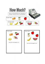 English Worksheet: Money- How much?