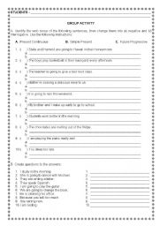 English Worksheet: Group Activity