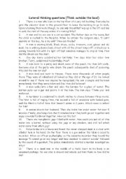 English Worksheet: Lateral thinking questions