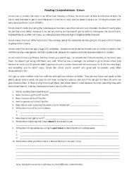 English Worksheet: Reading Comprehension: Simon