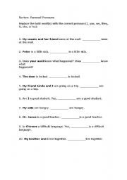 English worksheet: Pronouns