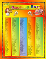 English Worksheet: Spelling Bee for Grade 3