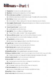 English Worksheet: IDIOMS