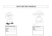 English Worksheet: what are they wearing?