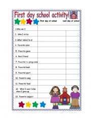 Activity for the first day of school