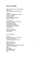 English Worksheet: know your rights