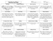 English Worksheet: Reading Log Bingo