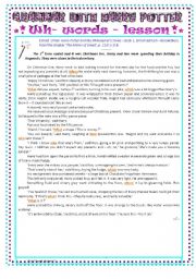 English Worksheet: Grammar with Harry Potter : lesson about WH- words