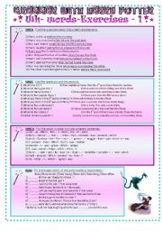 English Worksheet: Grammar with Harry Potter - wh- words, warm-up exercises