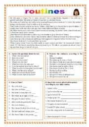 English Worksheet: routines (25.08.11)