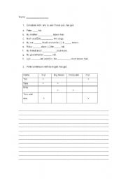 English worksheet: Have got has got