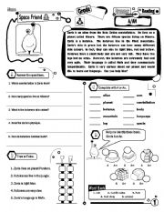 English Worksheet: Grammar Through Reading 01 Space Friend (Fully Editable + Key)