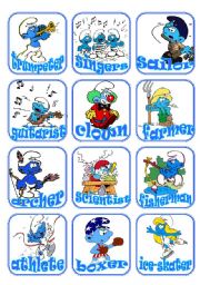 English Worksheet: Jobs Flashcards with the Smurfs. Set 2