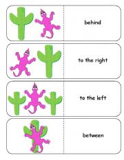 English Worksheet: Where is the Lizard Preposition Dominoes and Memory Cards Part 1 of 2