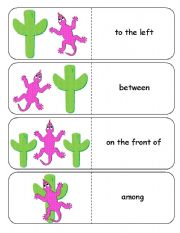English Worksheet: Where is the Lizard Preposition Dominoes and Memory Cards Part 2 of 2