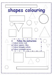 English Worksheet: shapes colouring