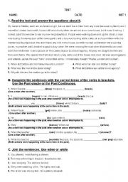 English Worksheet: test past simple and past continuos