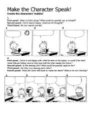 English Worksheet: Make the character speak!