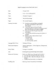 English Worksheet: lesson plan BI