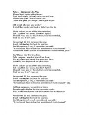 English Worksheet: adele - song activity