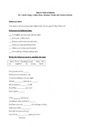 English Worksheet: you ve got a friend