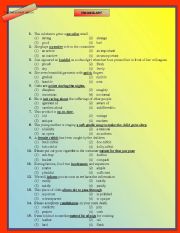 English Worksheet: VOCABULARY