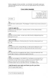 English worksheet: Cover Letter Template