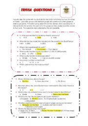 English Worksheet: trivia questions 2