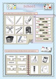 English Worksheet: School Objects