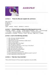 English Worksheet: Hairspray