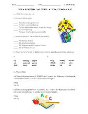 English Worksheet: Dictionary Use