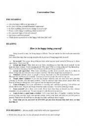 English Worksheet: Are you happy being yourself