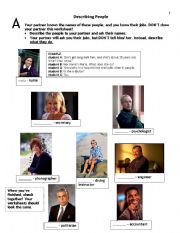 English Worksheet: Describing people and their job