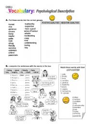 English Worksheet: VOCABULARY