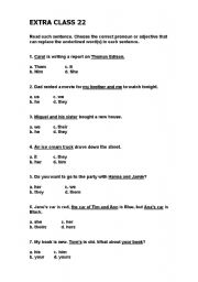 English Worksheet: Exercise about Pronouns