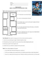 English Worksheet: HARRY POTTER AND THE PHILOSOPHERS STONE MOVIE ACTIVITY
