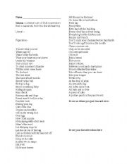 English Worksheet: Idiom Samples Worksheet