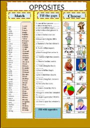 English Worksheet: OPPOSITES