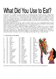 English Worksheet: What Did You Use to Eat 