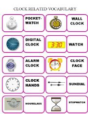 English Worksheet: CLOCK DOMINO