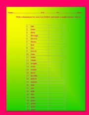 English worksheet: HOMONYM