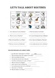 English Worksheet: Routines