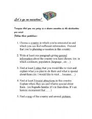 English Worksheet: Lets go on vacation!