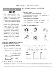 Reading activity:sports