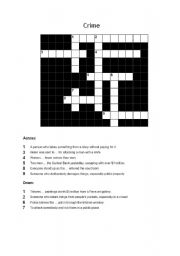 English Worksheet: Crime - crossword!