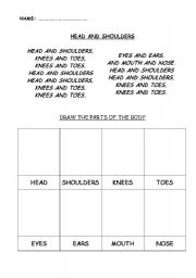 English Worksheet: Song Head and Shoulders
